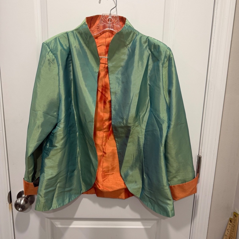 Heidi Daus Womens Jacket Reversible Iridescent Green Orange NWT